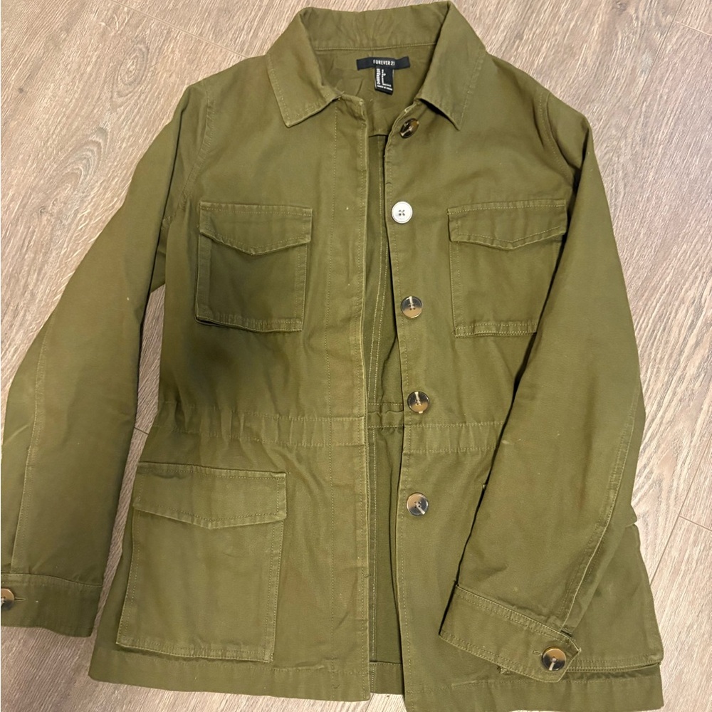 Forever 21 Olive Utility Jacket Small